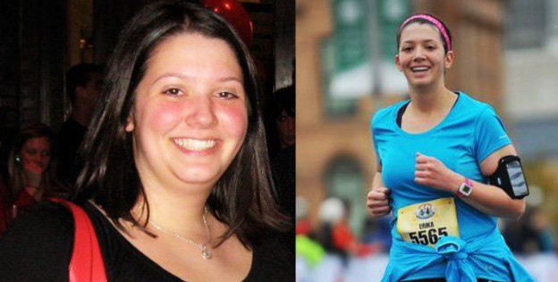Erika Schnure before and during weight loss