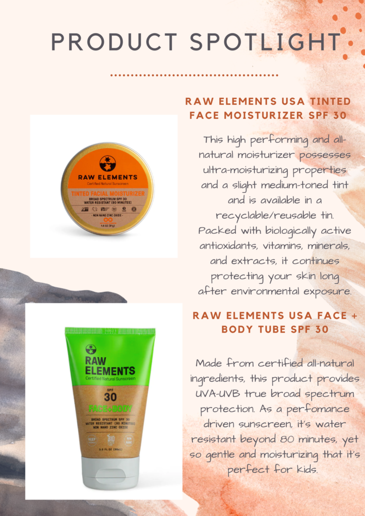 Raw Elements USA Tinted Face Moisturizer SPF 30, Raw Elements USA Face + Body Tube SPF 30